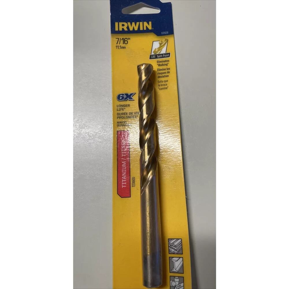 Irwin 639 Jobber Length Drill, 7/16 in Dia x 5-1/2 in OAL, High Speed Steel NEW